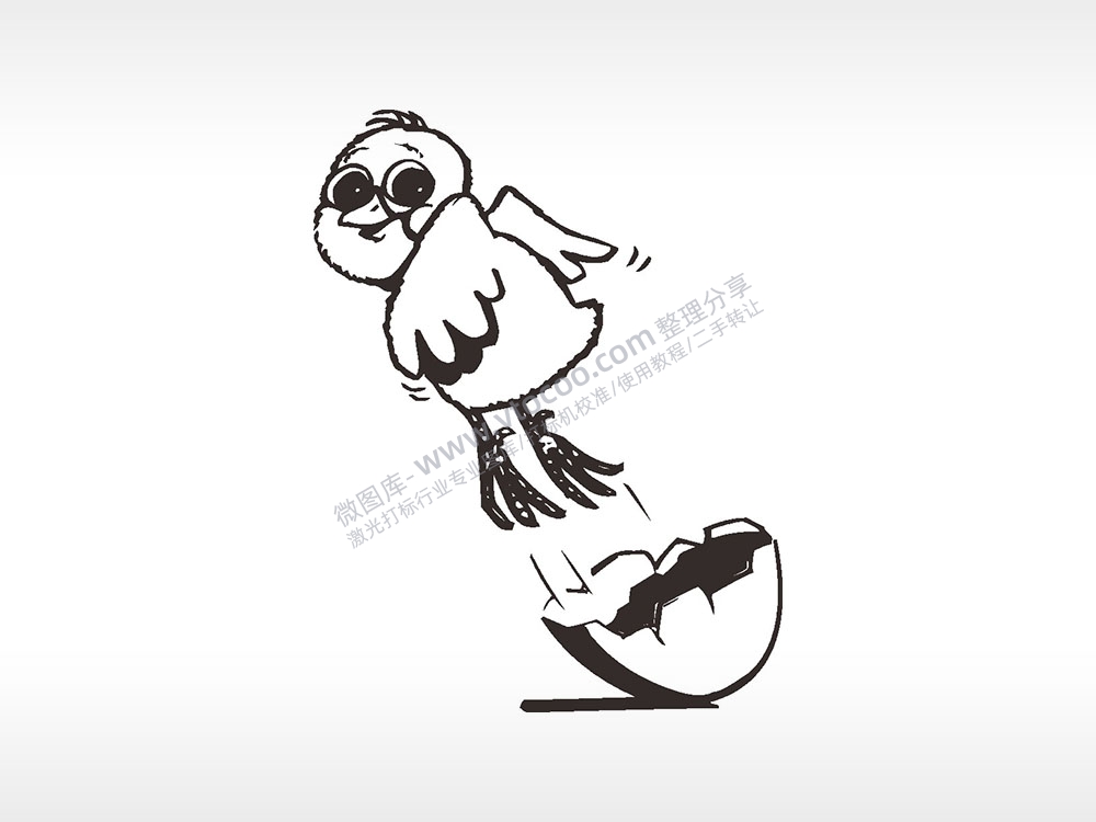 小鸡破壳日卡通AI8.0格式激光打标文件通用矢量图