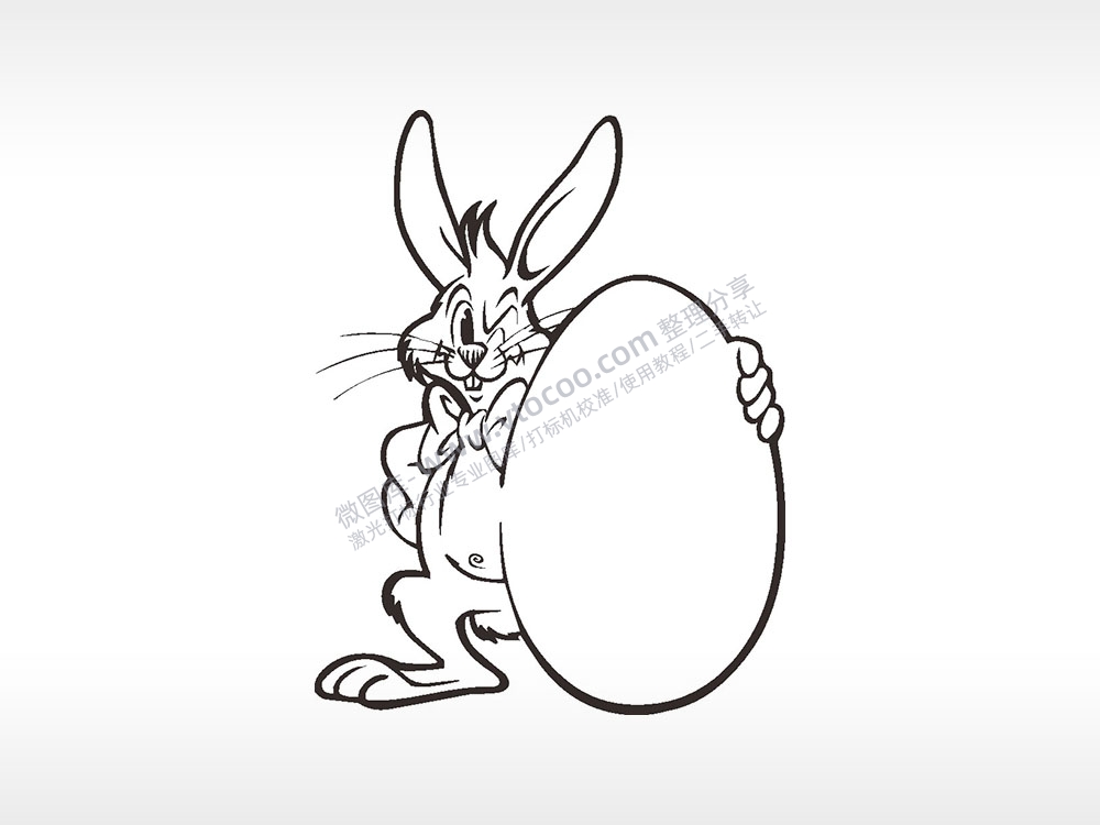 兔八哥蛋卡通兔子AI8.0格式激光打标文件通用矢量图