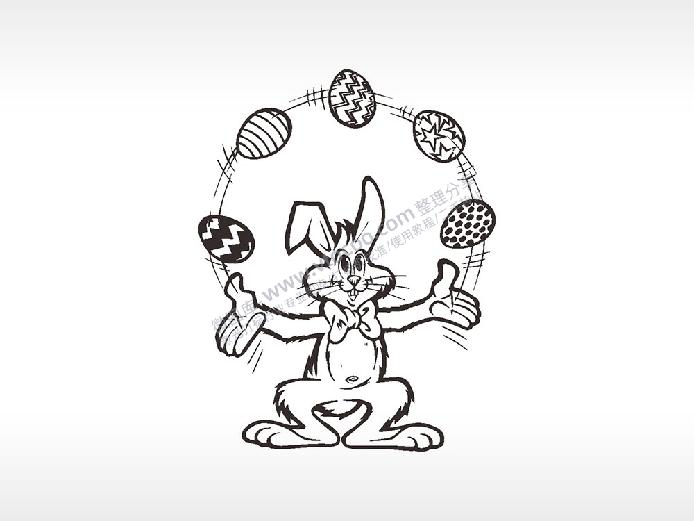 杂技兔八哥卡通兔子AI8.0格式激光打标文件通用矢量图