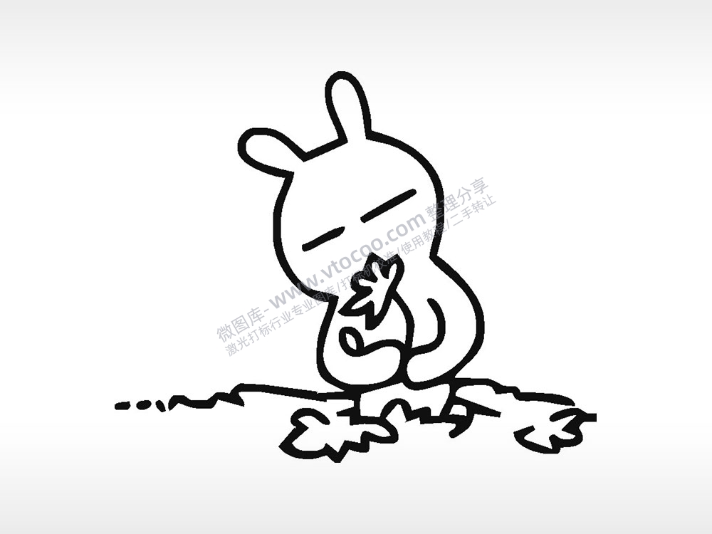 兔子挖萝卜卡通兔子AI8.0格式激光打标文件通用矢量图