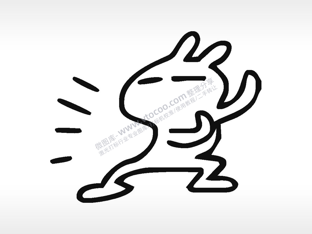 欢乐兔子卡通兔子AI8.0格式激光打标文件通用矢量图