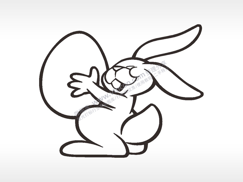 兔子抱蛋卡通兔子AI8.0格式激光打标文件通用矢量图