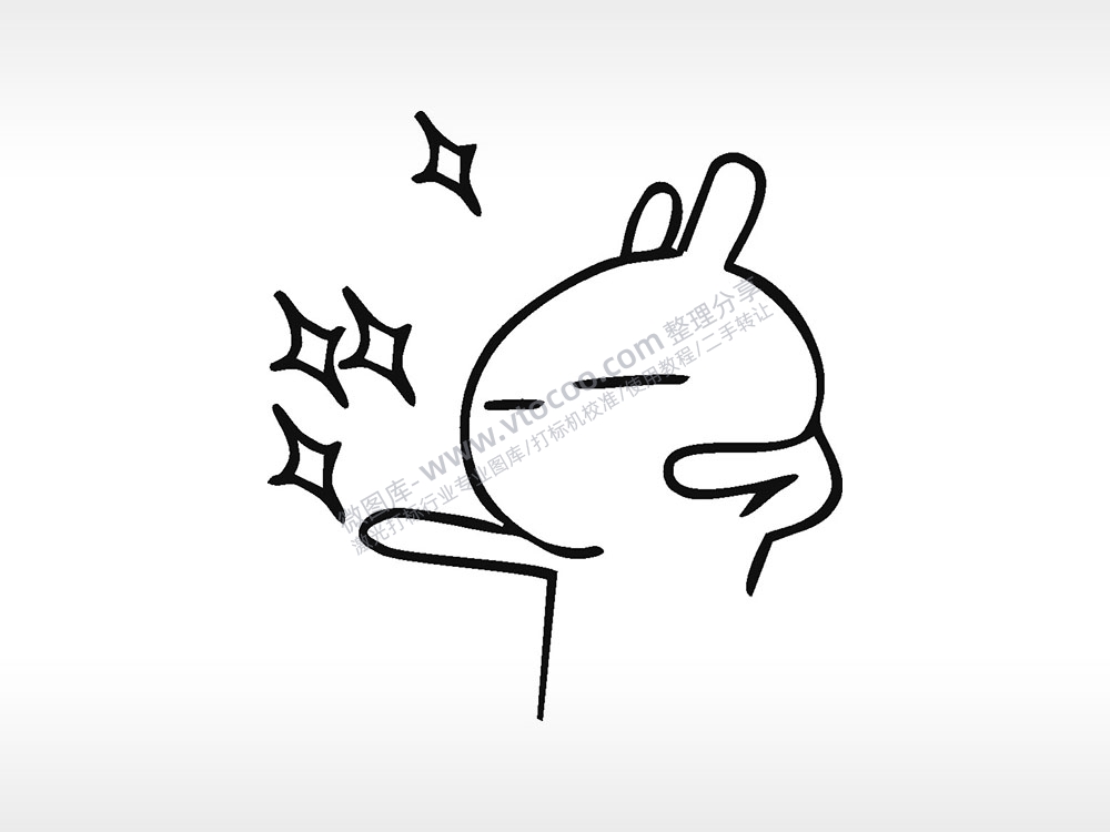 闪闪发光兔子卡通兔子AI8.0格式激光打标文件通用矢量图