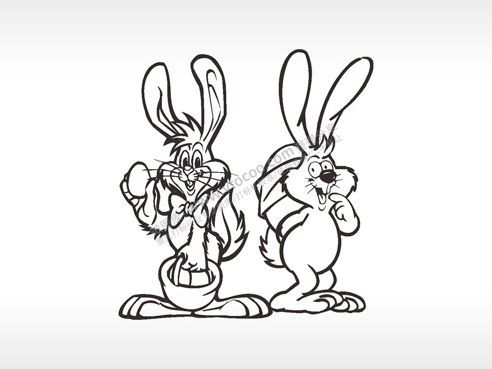 兔子工人卡通兔子AI8.0格式激光打标文件通用矢量图