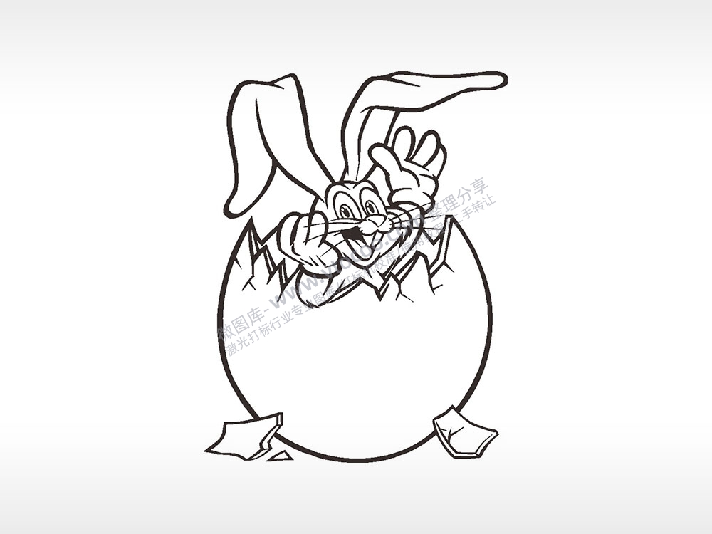 破壳日卡通兔子AI8.0格式激光打标文件通用矢量图