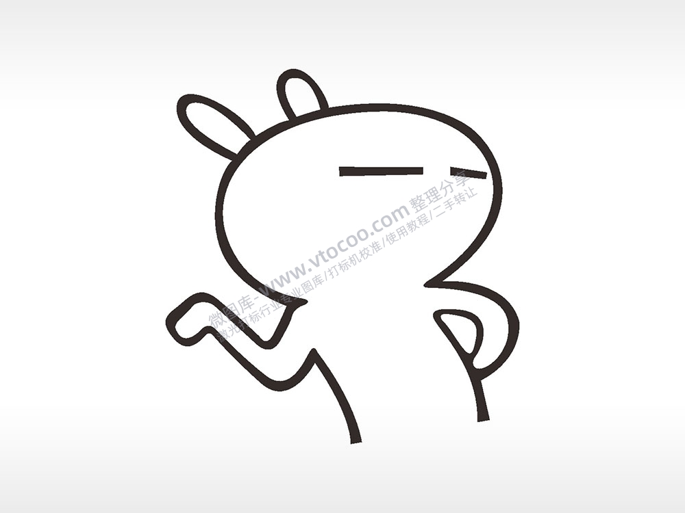 骄傲兔子卡通兔子AI8.0格式激光打标文件通用矢量图