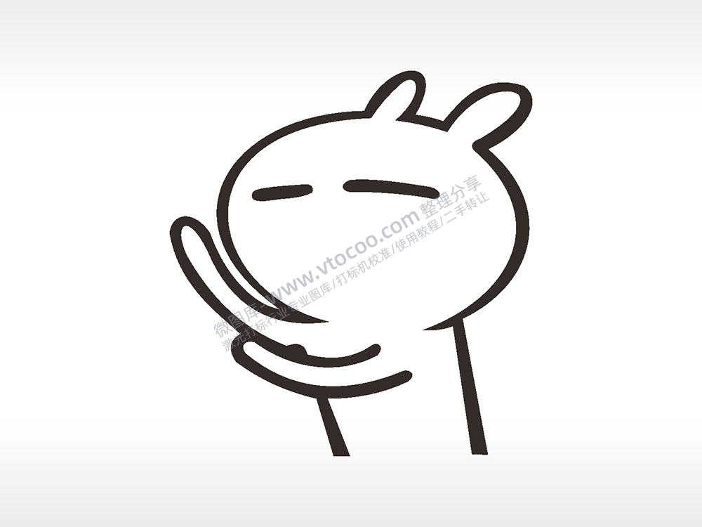 愉悦兔子卡通兔子AI8.0格式激光打标文件通用矢量图