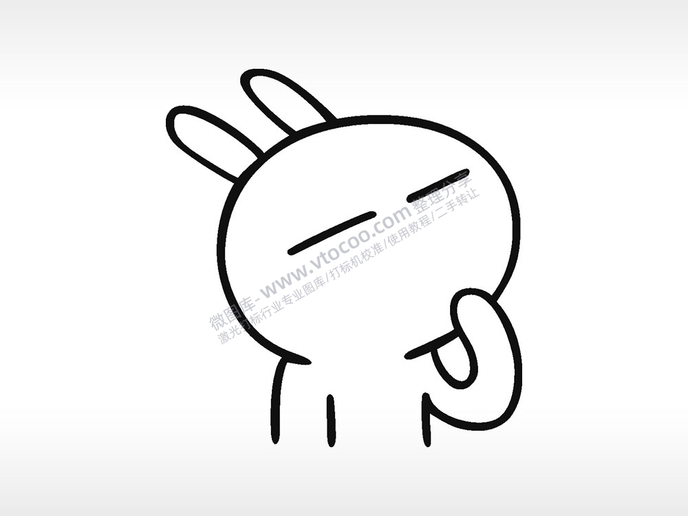 思考兔子卡通兔子AI8.0格式激光打标文件通用矢量图