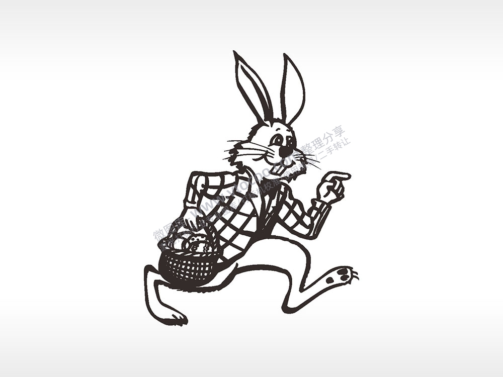 兔子先生卖东西卡通兔子AI8.0格式激光打标文件通用矢量图