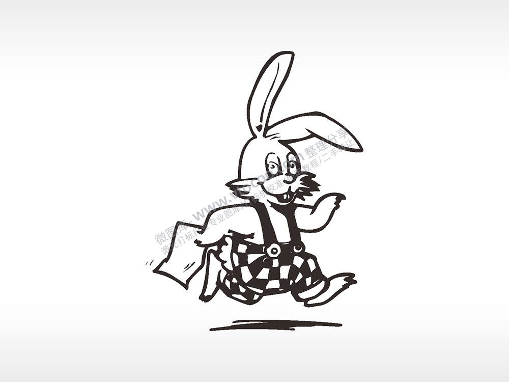 上学兔卡通兔子AI8.0格式激光打标文件通用矢量图