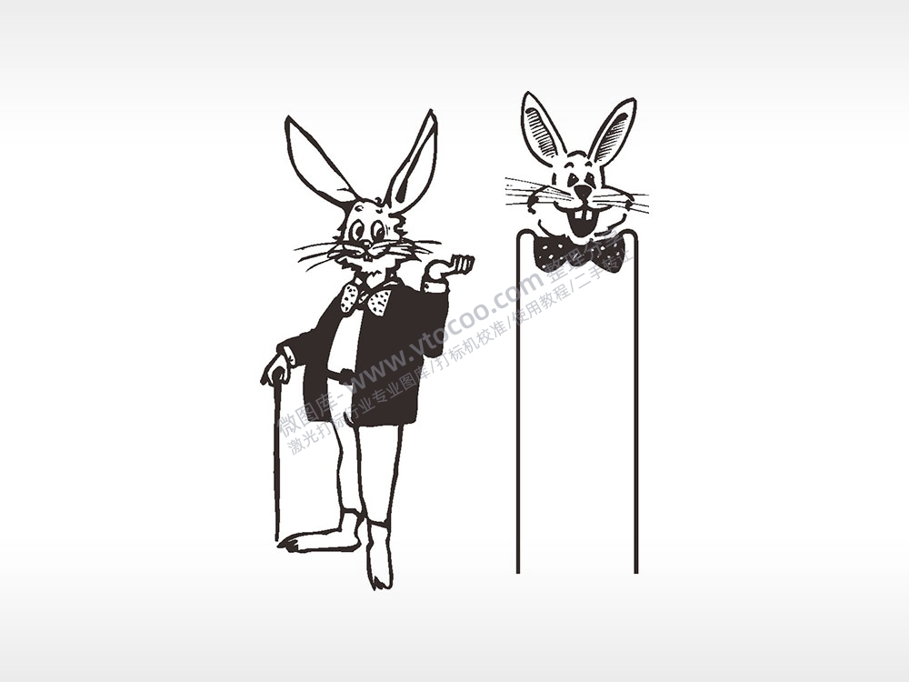 魔术师兔八哥卡通兔子AI8.0格式激光打标文件通用矢量图