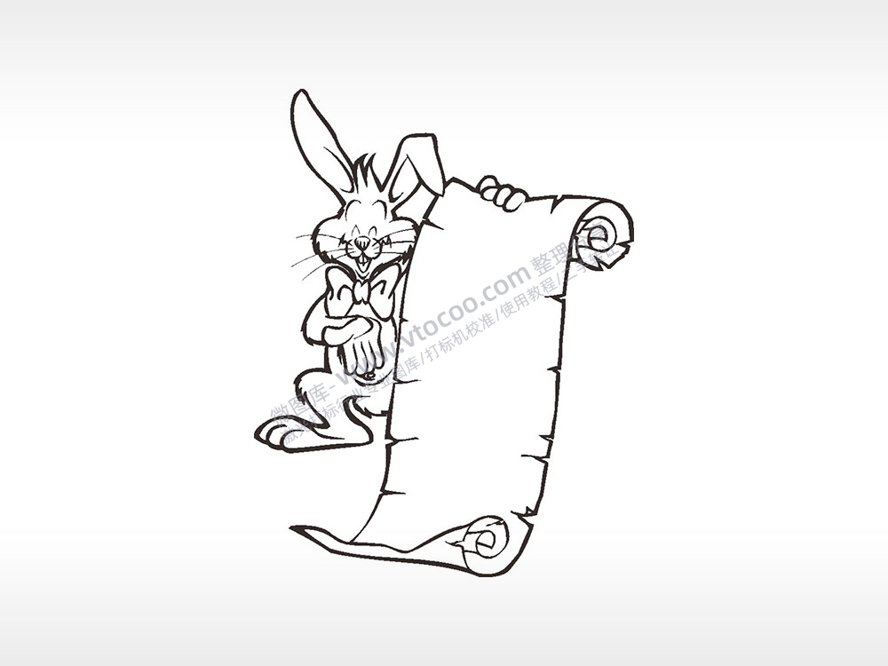 兔子手报卡通兔子AI8.0格式激光打标文件通用矢量图