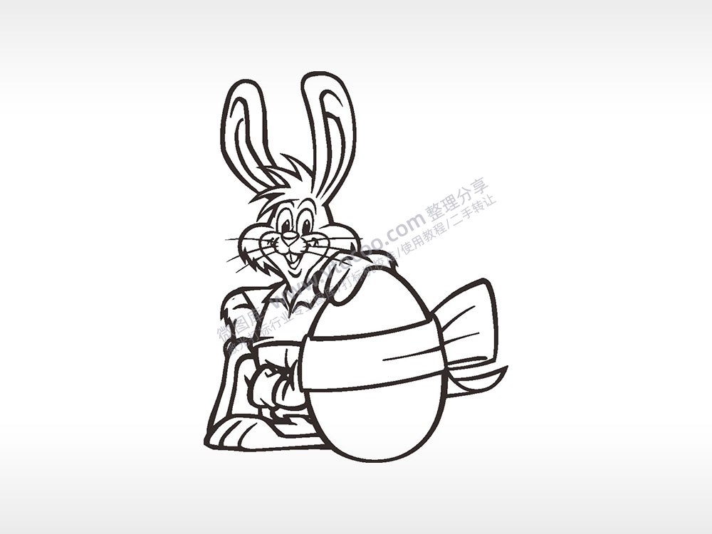 兔八哥蛋卡通兔子AI8.0格式激光打标文件通用矢量图