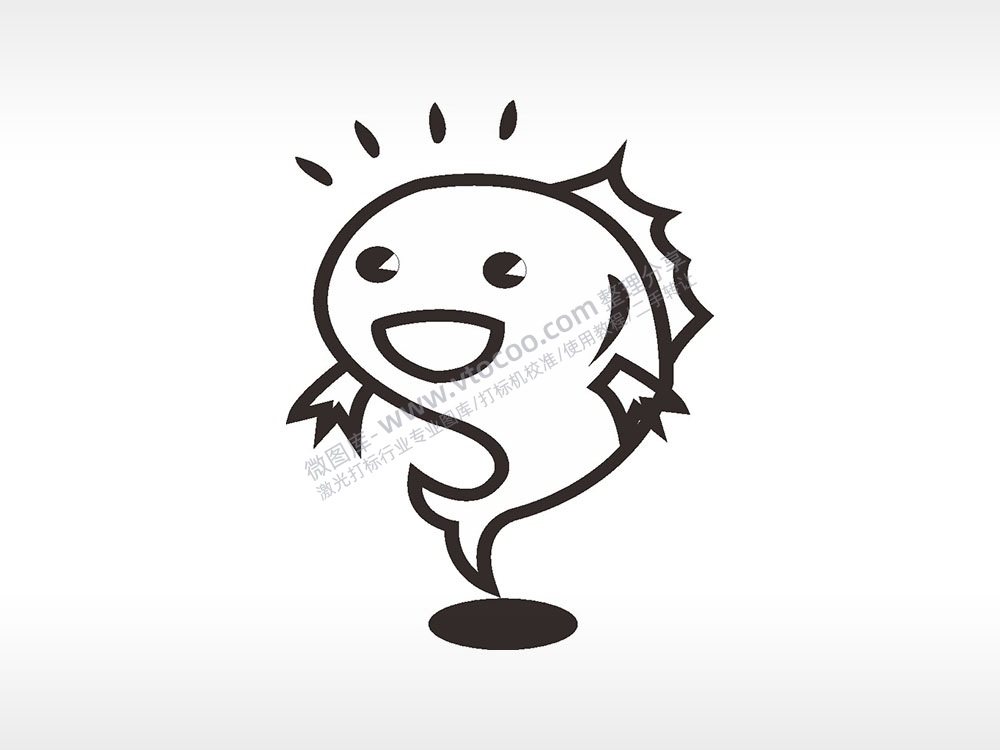 鱼儿活跃卡通人物AI8.0格式激光打标文件通用矢量图