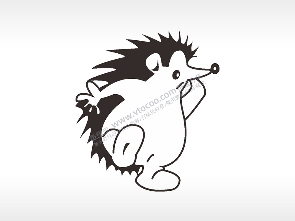 刺猬动物卡通人物AI8.0格式激光打标文件通用矢量图
