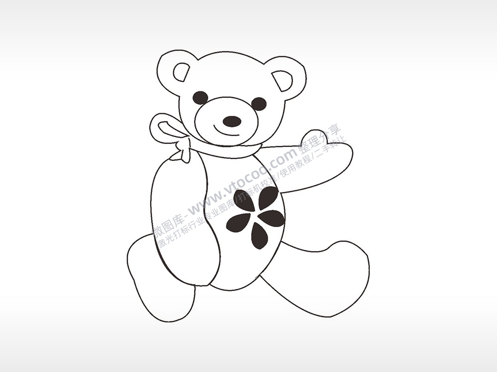 卡通熊花花卡通人物AI8.0格式激光打标文件通用矢量图