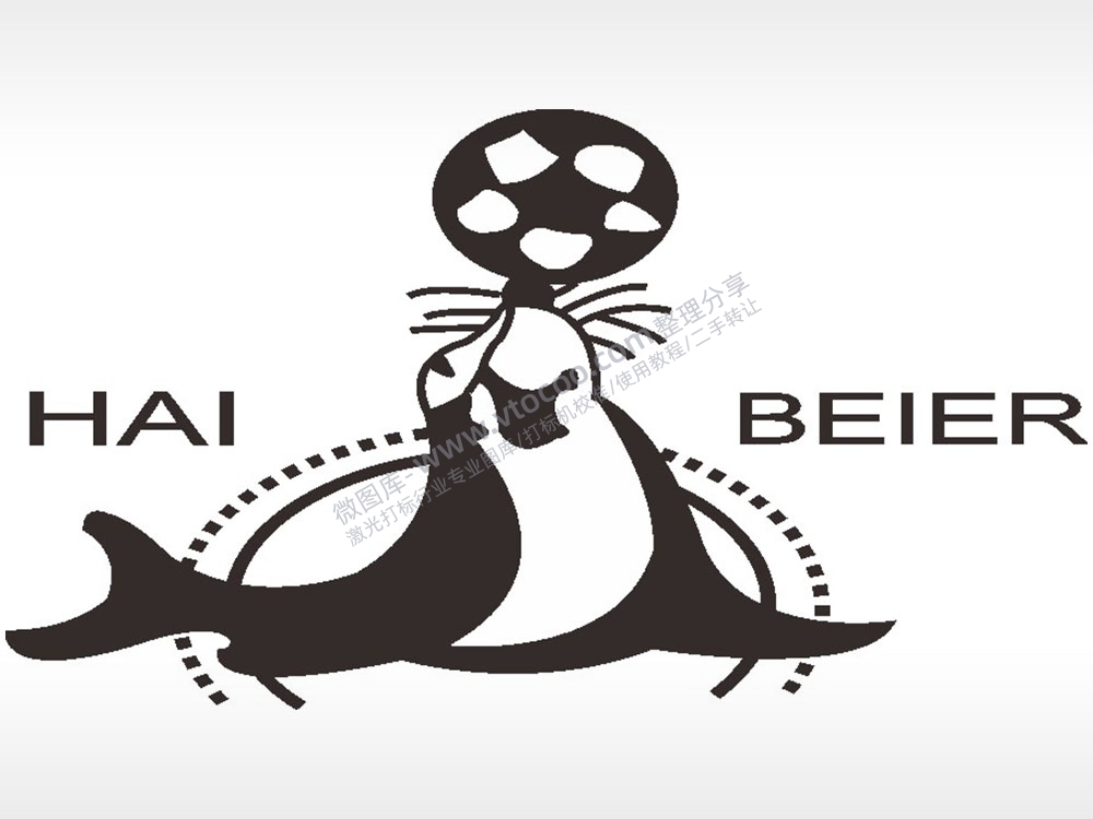 HAIBEIER海豹顶球海洋动物卡通AI8.0格式激光打标文件通用矢量图