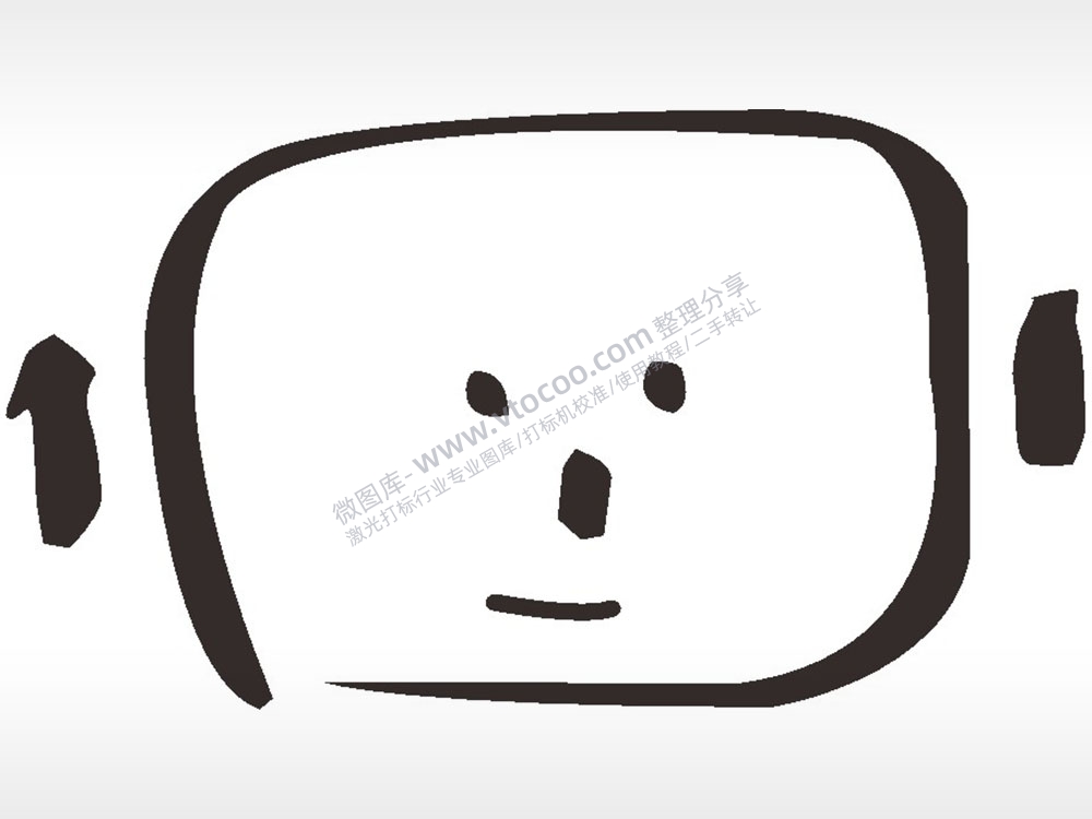 小电视台卡通AI8.0格式激光打标文件通用矢量图