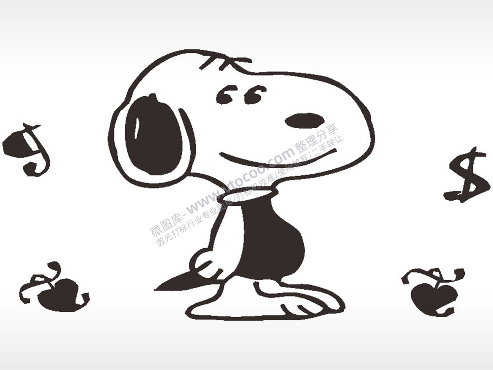 史努比音乐动物卡通AI8.0格式激光打标文件通用矢量图