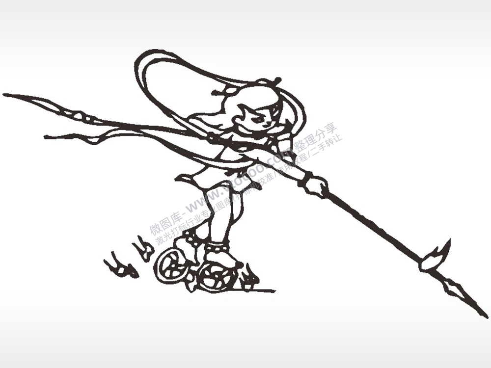 哪吒风火轮动物卡通AI8.0格式激光打标文件通用矢量图