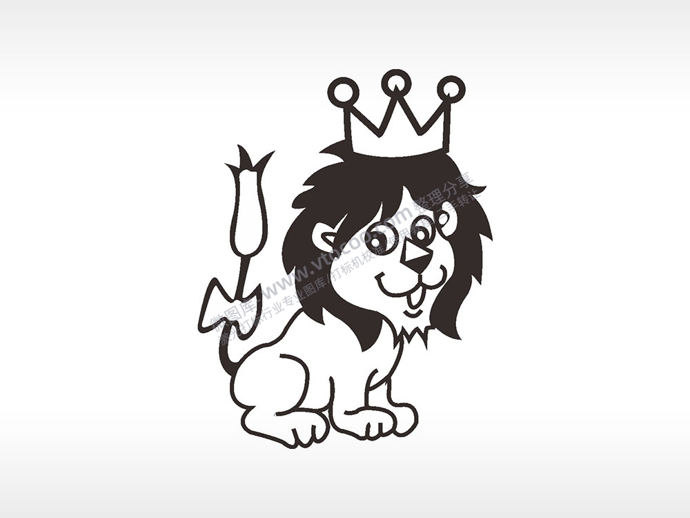狮子万兽之王皇冠卡通人物AI8.0格式激光打标文件通用矢量图