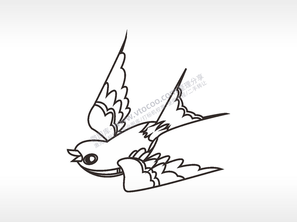 小燕子简笔画动物卡通AI8.0格式激光打标文件通用矢量图
