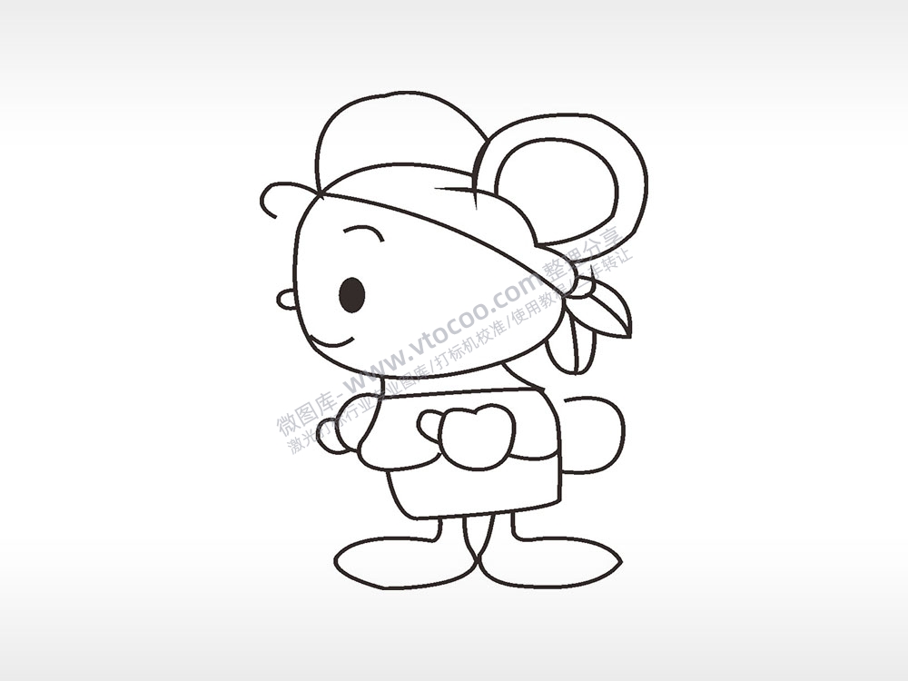 小老鼠卡通人物AI8.0格式激光打标文件通用矢量图