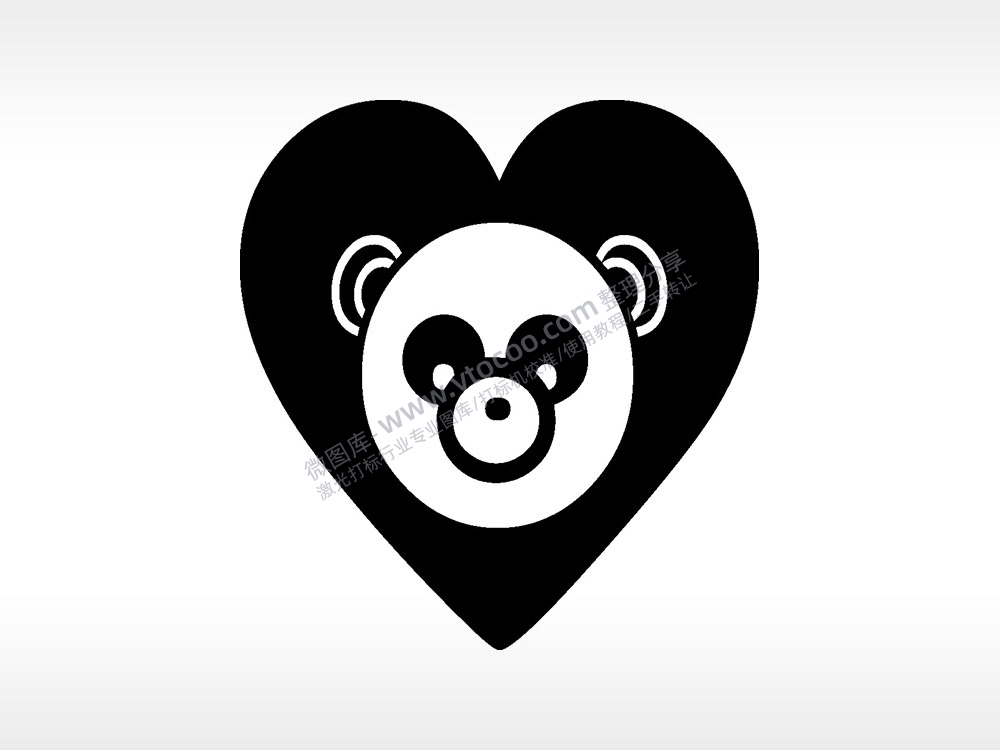 爱心卡通熊猫AI8.0格式激光打标文件通用矢量图