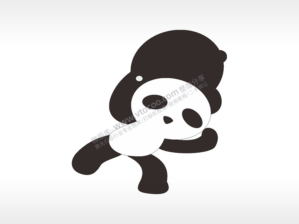 橄榄球卡通熊猫AI8.0格式激光打标文件通用矢量图