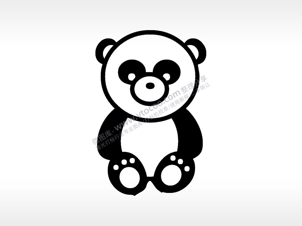玩具熊坐着卡通熊猫AI8.0格式激光打标文件通用矢量图