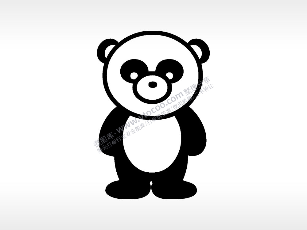 国宝动物卡通熊猫AI8.0格式激光打标文件通用矢量图