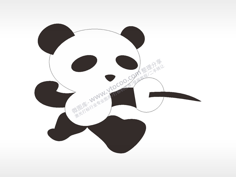 熊猫奥运项目击剑运动卡通熊猫AI8.0格式激光打标文件通用矢量图