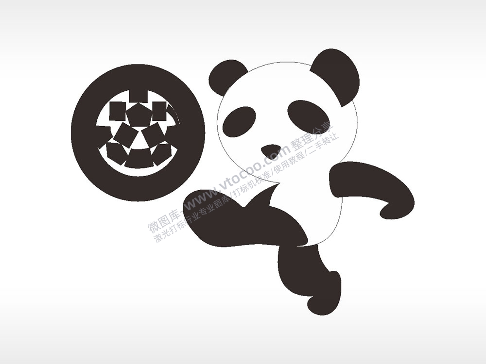 世界杯足球运动卡通熊猫AI8.0格式激光打标文件通用矢量图