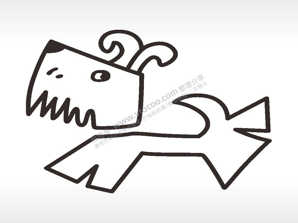 狗子卡通人物狗类AI8.0格式激光打标文件通用矢量图