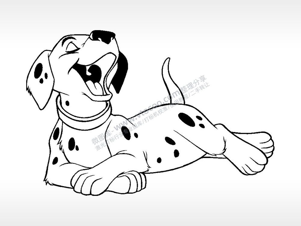 狗叫卡通狗类AI8.0格式激光打标文件通用矢量图