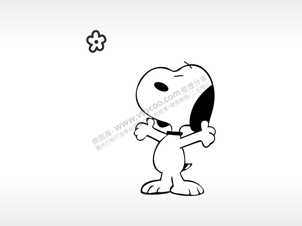 史努比惬意卡通狗类AI8.0格式激光打标文件通用矢量图