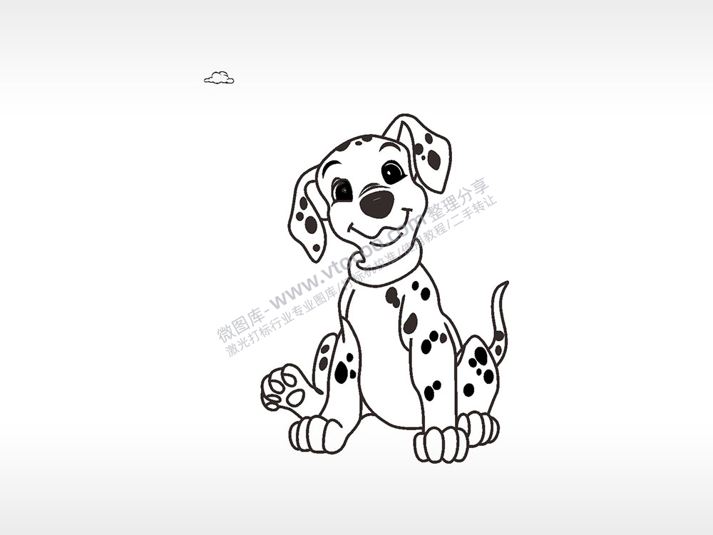 斑点狗卡通狗类AI8.0格式激光打标文件通用矢量图