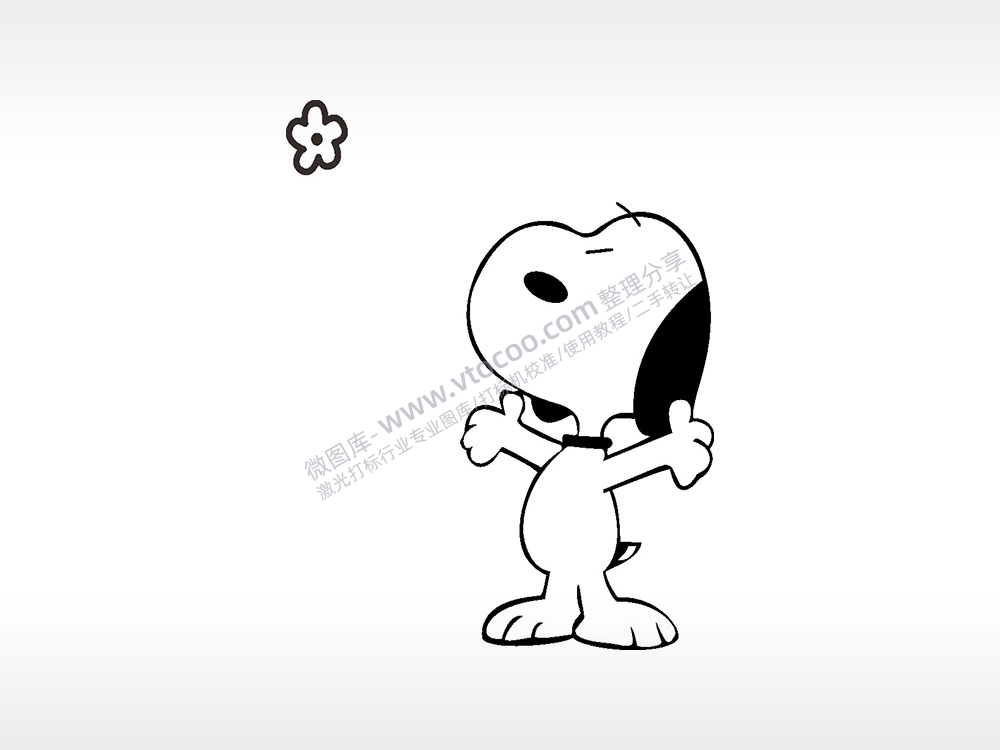 欢呼史努比卡通狗类AI8.0格式激光打标文件通用矢量图
