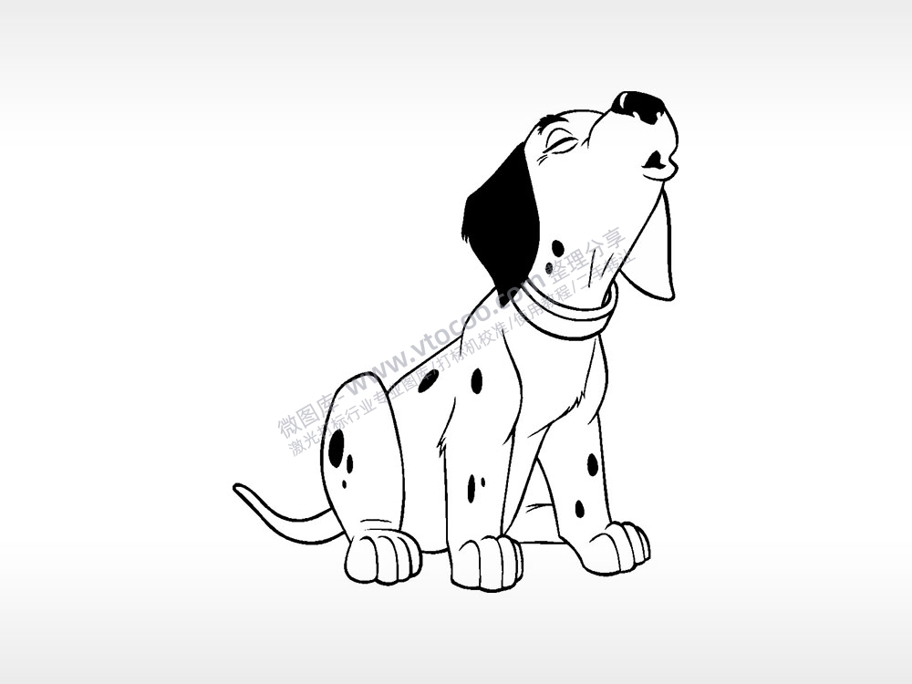 狗叫斑点狗卡通狗类AI8.0格式激光打标文件通用矢量图