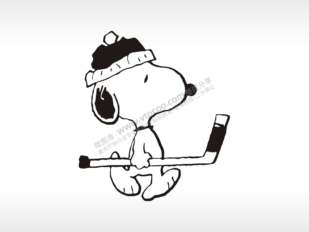 史努比雪橇卡通狗类AI8.0格式激光打标文件通用矢量图