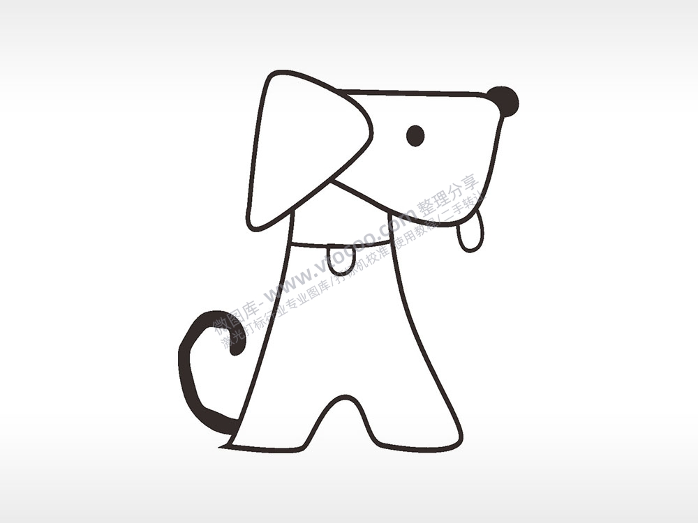 狗吐舌卡通狗类AI8.0格式激光打标文件通用矢量图