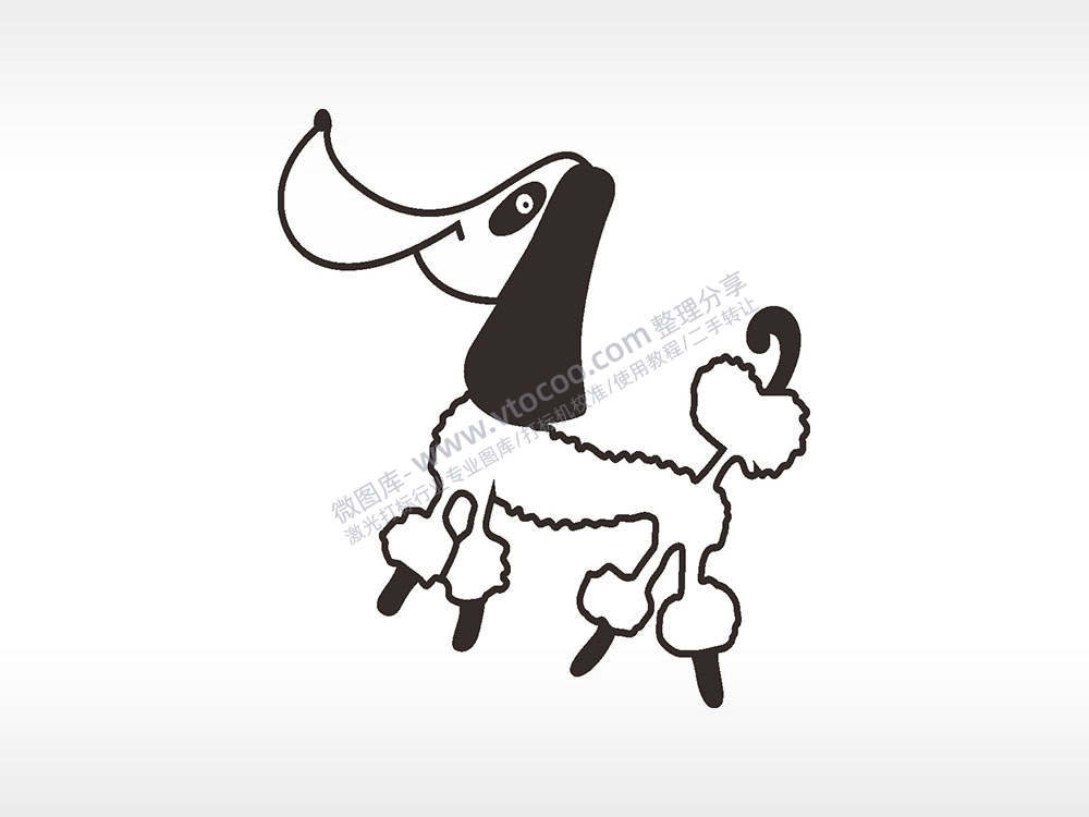 贵宾狗卡通狗类AI8.0格式激光打标文件通用矢量图