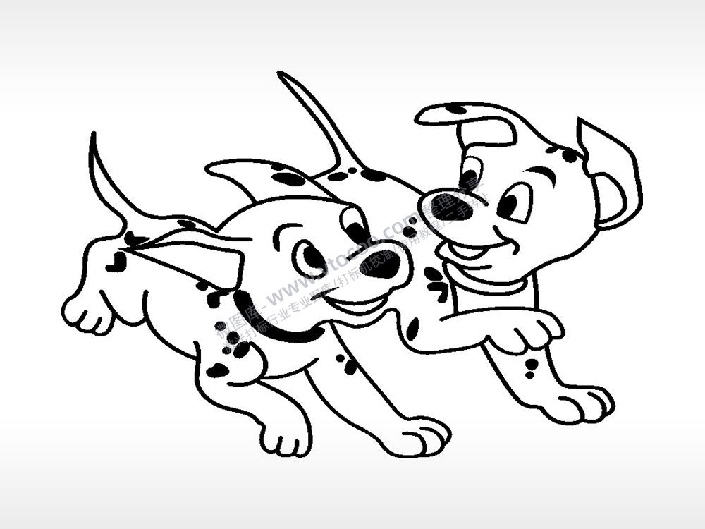 斑点狗奔跑卡通人物狗类AI8.0格式激光打标文件通用矢量图