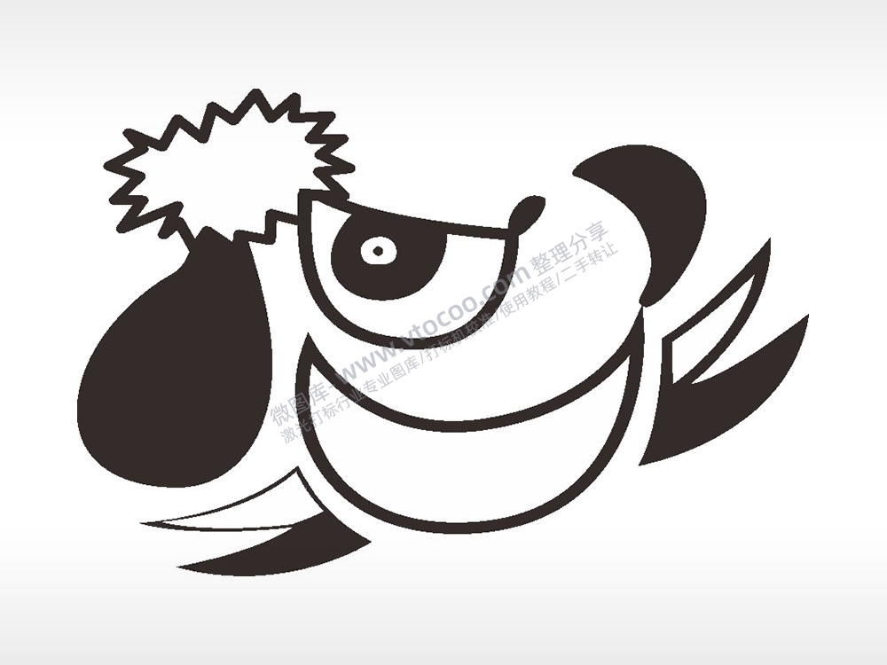 狗滑稽卡通狗类AI8.0格式激光打标文件通用矢量图