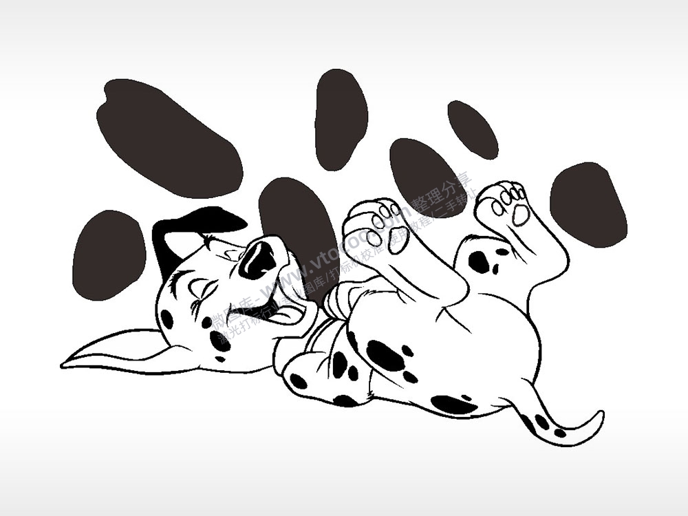 斑点狗玩耍卡通狗类AI8.0格式激光打标文件通用矢量图