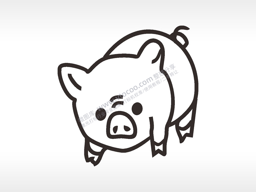 牲畜猪卡通猪AI8.0格式激光打标文件通用矢量图