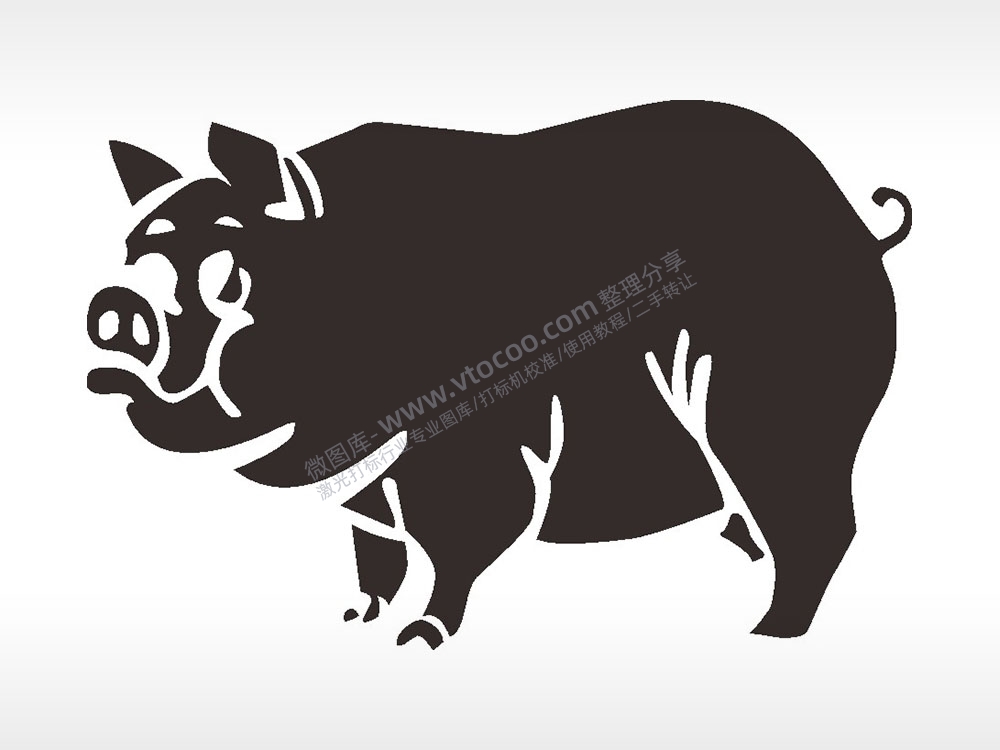 猪哥天蓬元帅卡通猪AI8.0格式激光打标文件通用矢量图