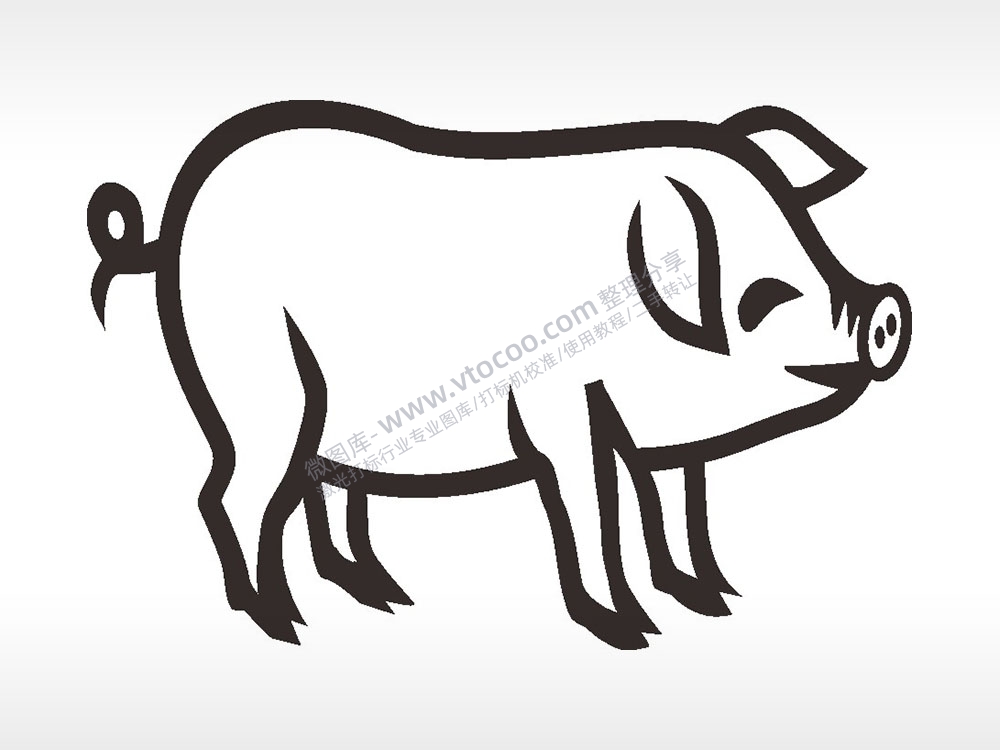 微笑猪卡通猪AI8.0格式激光打标文件通用矢量图