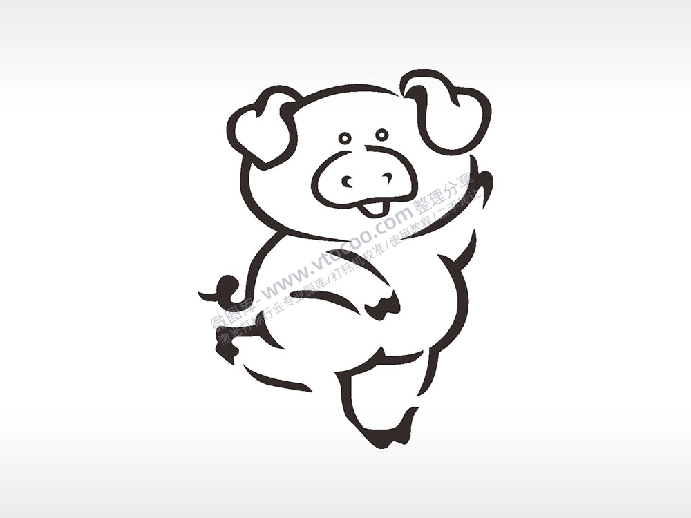 跳舞猪卡通猪AI8.0格式激光打标文件通用矢量图