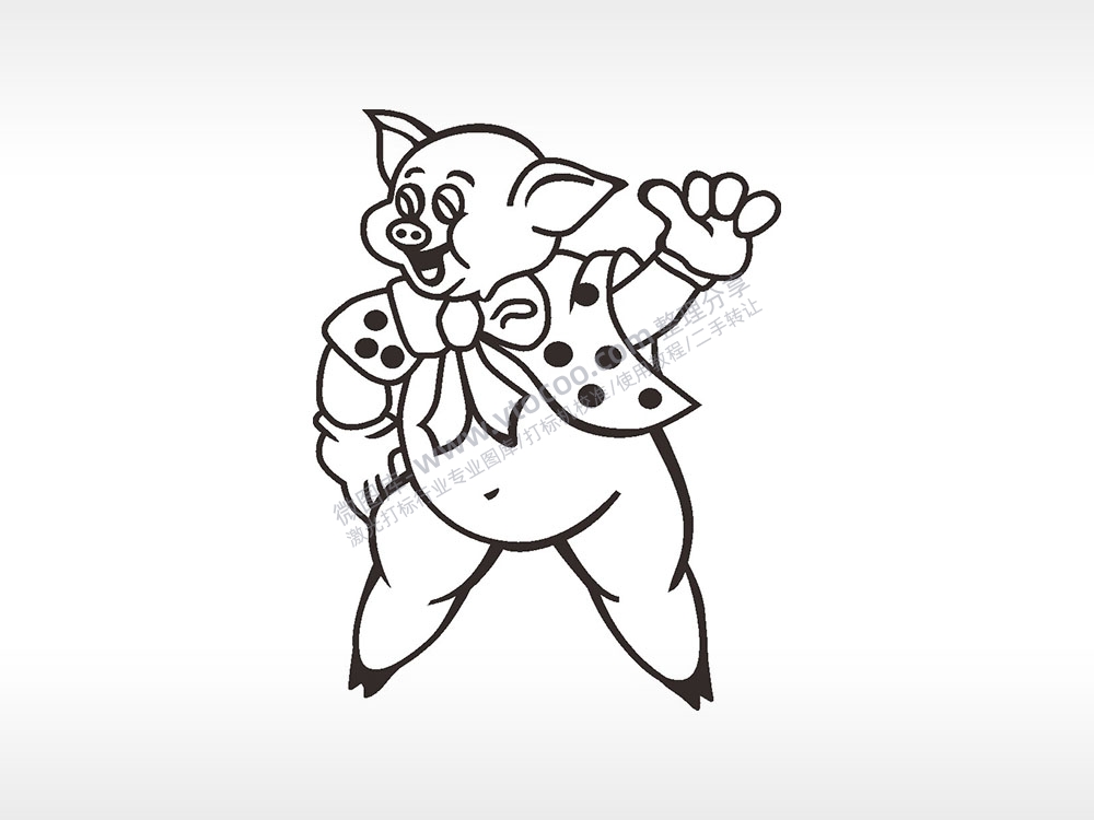 猪礼服卡通猪AI8.0格式激光打标文件通用矢量图